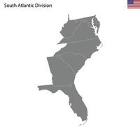 alto calidad mapa de sur atlántico división de unido estados de vector