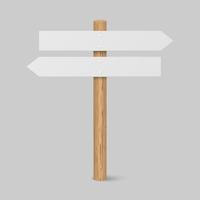 3d realistic wooden signboard. Blank road board vector