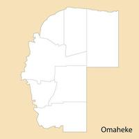 High Quality map of Omaheke is a region of Namibia vector