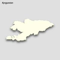 3d isométrica mapa de Kirguistán aislado con sombra vector