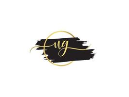 Initial Ug Signature Letter, Signature UG Luxury Brush Logo Icon Design vector