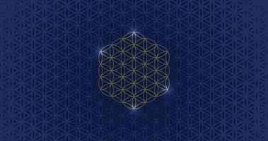 Vector seamless pattern with flower of life. Repeating geometric background with sacred geometry. Blue gradient texture for web site backdrop, wallpaper, textile, fabric