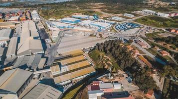 Aerial view of industrial area photo