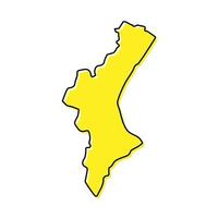 Simple outline map of Valencian Community is a region of Spain vector