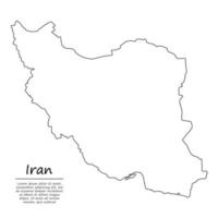 Simple outline map of Iran, in sketch line style vector