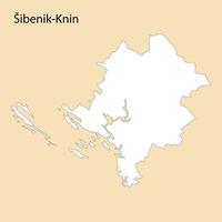 High Quality map of Sibenik-Knin is a region of Croatia vector