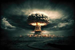 ai generado nuclear proliferación y guerra. nuclear explosión resumen antecedentes. foto