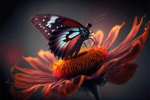 Butterfly sucking nectar from flowers. Close up butterfly on a flower. photo