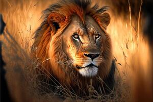 Lion in the savannah. photo