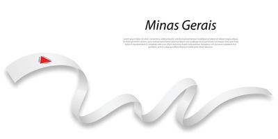 Waving ribbon or stripe with flag of Minas Gerais vector