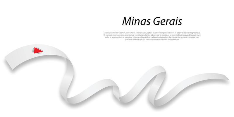 Waving ribbon or stripe with flag of Minas Gerais