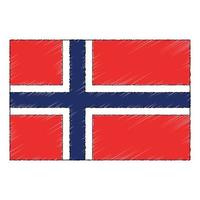 Hand drawn sketch flag of Norway. doodle style icon vector