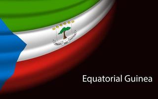 Wave flag of Equatorial Guinea on dark background. vector