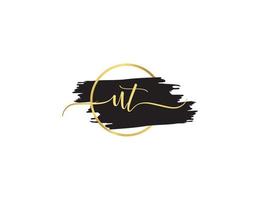 Initial Ut Signature Letter, Signature UT Luxury Brush Logo Icon Design vector