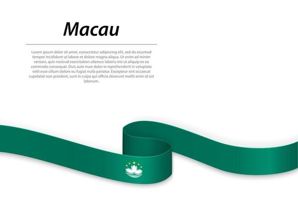 Waving ribbon or banner with flag of Macau