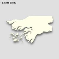 3d isometric map of Guinea-Bissau isolated with shadow vector
