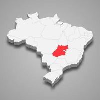 estado ubicación dentro Brasil 3d mapa modelo para tu diseño vector