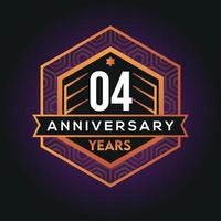 04th year anniversary celebration abstract logo design on vantage black background vector template