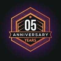 05th year anniversary celebration abstract logo design on vantage black background vector template