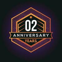 02nd  year anniversary celebration abstract logo design on vantage black background vector template