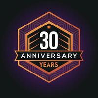 30th year anniversary celebration abstract logo design on vantage black background vector template