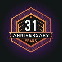 31st year anniversary celebration abstract logo design on vantage black background vector template