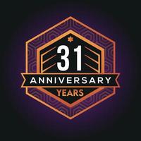 31 año aniversario celebracion resumen logo diseño en ventaja negro antecedentes vector modelo