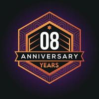 08th year anniversary celebration abstract logo design on vantage black background vector template
