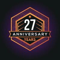 27th year anniversary celebration abstract logo design on vantage black background vector template