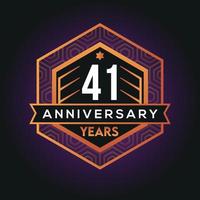 41st year anniversary celebration abstract logo design on vantage black background vector template