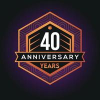 40th year anniversary celebration abstract logo design on vantage black background vector template