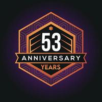 53rd year anniversary celebration abstract logo design on vantage black background vector template