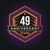 49th year anniversary celebration abstract logo design on vantage black background vector template