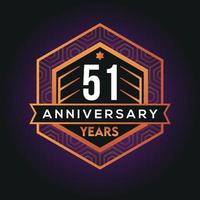 51º año aniversario celebracion resumen logo diseño en ventaja negro antecedentes vector modelo