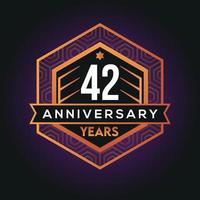 42nd  year anniversary celebration abstract logo design on vantage black background vector template