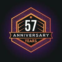 57th year anniversary celebration abstract logo design on vantage black background vector template