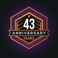 43º año aniversario celebracion resumen logo diseño en ventaja negro antecedentes vector modelo