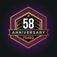 58th year anniversary celebration abstract logo design on vantage black background vector template