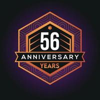 56th year anniversary celebration abstract logo design on vantage black background vector template