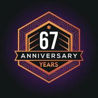 67th year anniversary celebration abstract logo design on vantage black background vector template