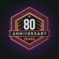 80th year anniversary celebration abstract logo design on vantage black background vector template