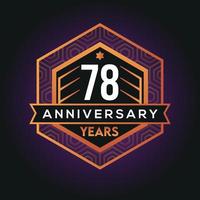 78th year anniversary celebration abstract logo design on vantage black background vector template