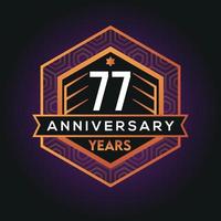 77th year anniversary celebration abstract logo design on vantage black background vector template