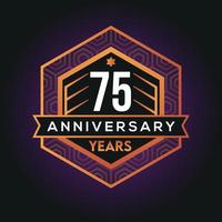 75th year anniversary celebration abstract logo design on vantage black background vector template