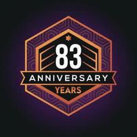 83rd year anniversary celebration abstract logo design on vantage black background vector template