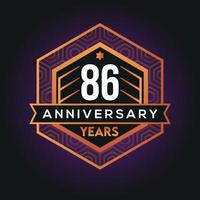 86th year anniversary celebration abstract logo design on vantage black background vector template