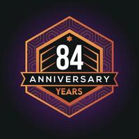 84th year anniversary celebration abstract logo design on vantage black background vector template