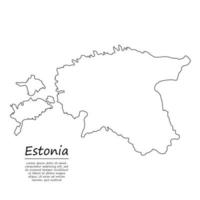 Simple outline map of Estonia, silhouette in sketch line style vector