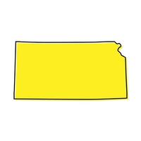 Simple outline map of Kansas is a state of United States. Styliz vector