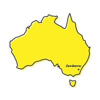 Simple outline map of Australia with capital location vector